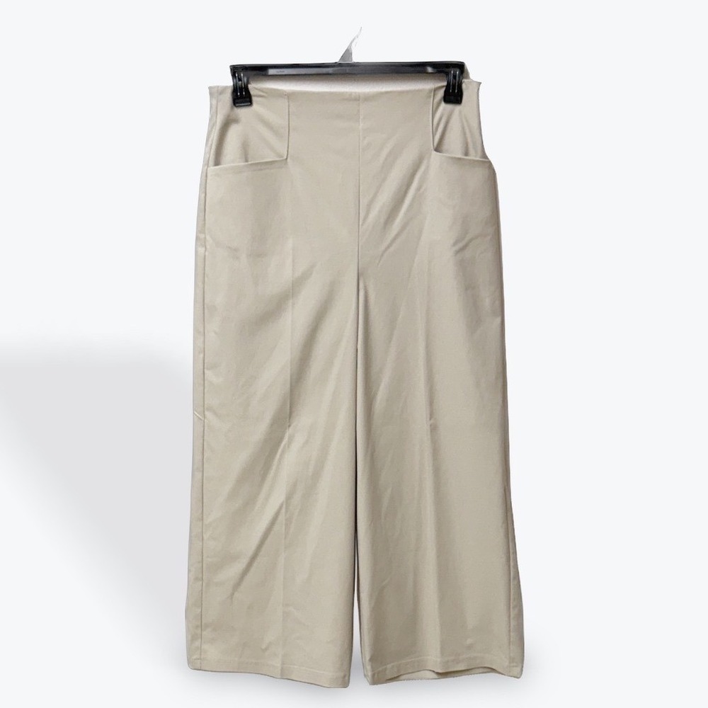 Joseph Ribkoff Beige Wide Leg Trousers High Rise Pockets Made in Canada Size 12